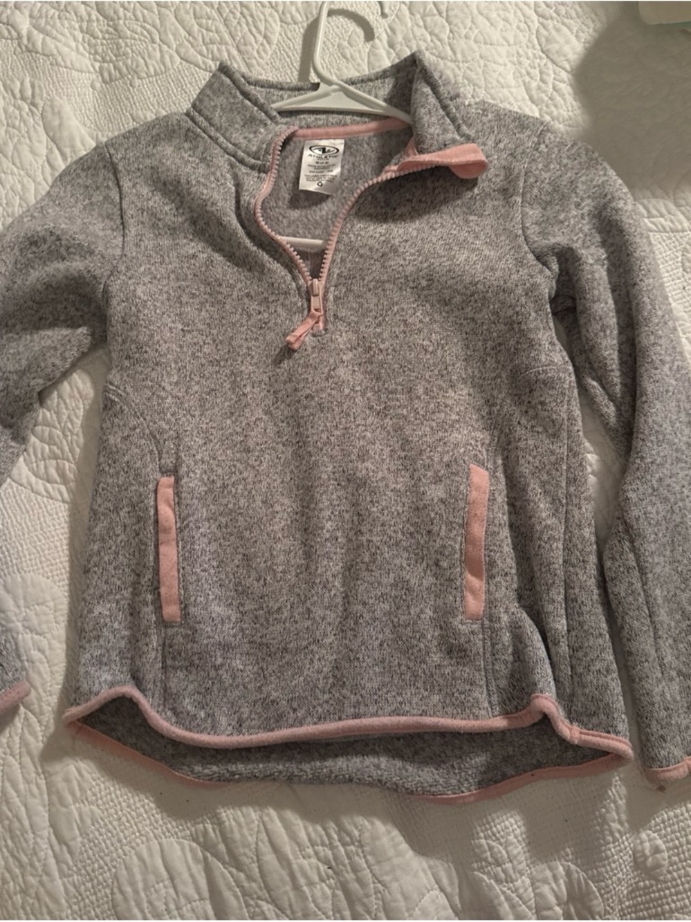 Athletic Works Heather Gray Pullover with Pink Trim